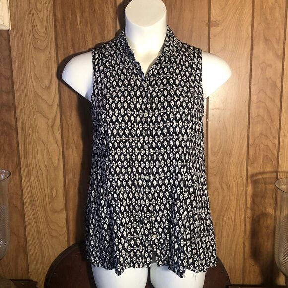 J Jill womens sleeveless button down blouse. Black and white. Size XS - Picture 1 of 8